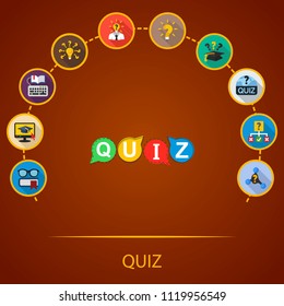 Quiz flat icons concept. Vector illustration. Element template for design.