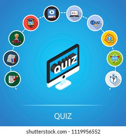 Quiz flat icons concept. Vector illustration. Element template for design.