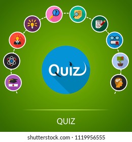 Quiz flat icons concept. Vector illustration. Element template for design.