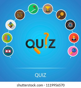 Quiz flat icons concept. Vector illustration. Element template for design.