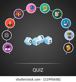 Quiz flat icons concept. Vector illustration. Element template for design.