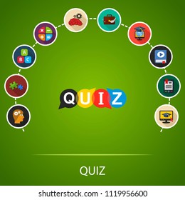 Quiz flat icons concept. Vector illustration. Element template for design.