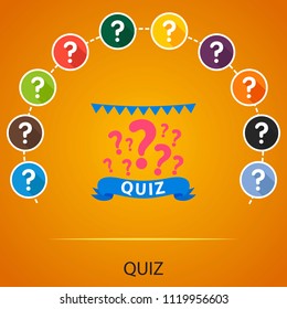 Quiz flat icons concept. Vector illustration. Element template for design.