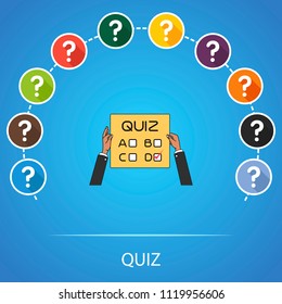 Quiz flat icons concept. Vector illustration. Element template for design.