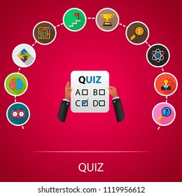 Quiz flat icons concept. Vector illustration. Element template for design.