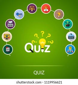 Quiz flat icons concept. Vector illustration. Element template for design.