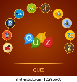 Quiz flat icons concept. Vector illustration. Element template for design.