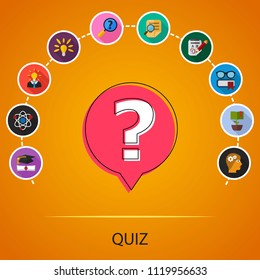 Quiz flat icons concept. Vector illustration. Element template for design.