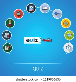 Quiz flat icons concept. Vector illustration. Element template for design.