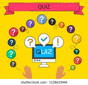 Quiz flat icons concept. Vector illustration. Element template for design.
