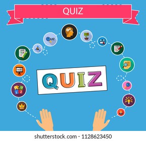 Quiz flat icons concept. Vector illustration. Element template for design.