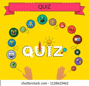 Quiz flat icons concept. Vector illustration. Element template for design.