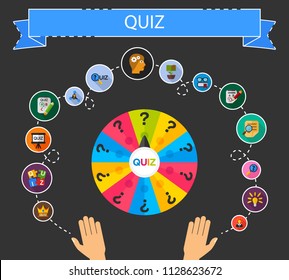 Quiz flat icons concept. Vector illustration. Element template for design.