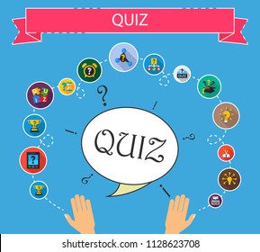 Quiz flat icons concept. Vector illustration. Element template for design.
