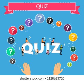 Quiz flat icons concept. Vector illustration. Element template for design.