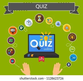 Quiz flat icons concept. Vector illustration. Element template for design.