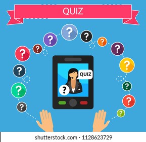 Quiz flat icons concept. Vector illustration. Element template for design.
