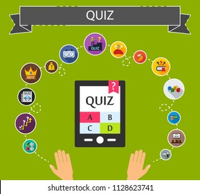 Quiz flat icons concept. Vector illustration. Element template for design.