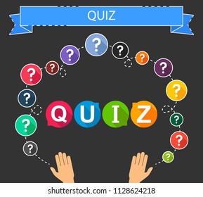 Quiz flat icons concept. Vector illustration. Element template for design.