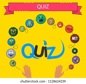 Quiz flat icons concept. Vector illustration. Element template for design.