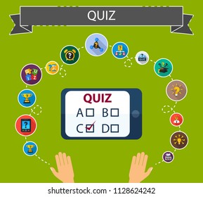 Quiz flat icons concept. Vector illustration. Element template for design.