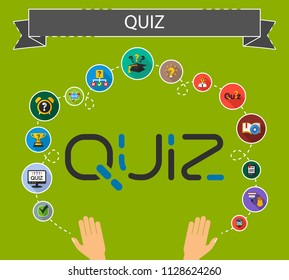 Quiz flat icons concept. Vector illustration. Element template for design.