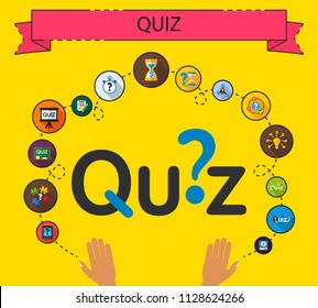 Quiz flat icons concept. Vector illustration. Element template for design.