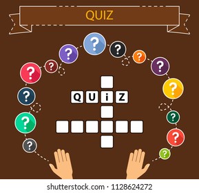 Quiz flat icons concept. Vector illustration. Element template for design.