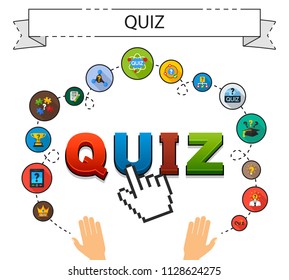 Quiz flat icons concept. Vector illustration. Element template for design.