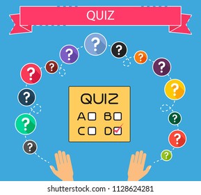 Quiz flat icons concept. Vector illustration. Element template for design.