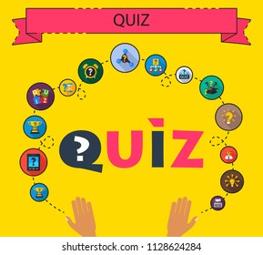 Quiz flat icons concept. Vector illustration. Element template for design.