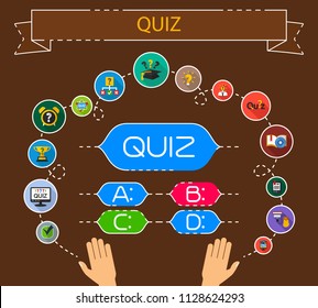 Quiz flat icons concept. Vector illustration. Element template for design.