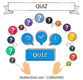 Quiz flat icons concept. Vector illustration. Element template for design.