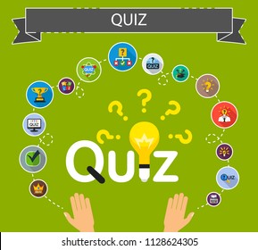 Quiz flat icons concept. Vector illustration. Element template for design.