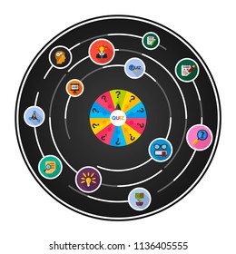 Quiz flat icons concept. Vector illustration. Element template for design.