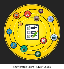 Quiz flat icons concept. Vector illustration. Element template for design.
