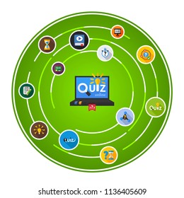 Quiz flat icons concept. Vector illustration. Element template for design.
