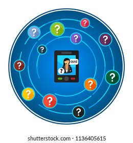 Quiz flat icons concept. Vector illustration. Element template for design.