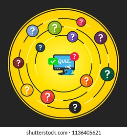 Quiz flat icons concept. Vector illustration. Element template for design.