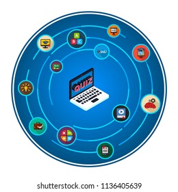 Quiz flat icons concept. Vector illustration. Element template for design.
