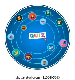 Quiz flat icons concept. Vector illustration. Element template for design.