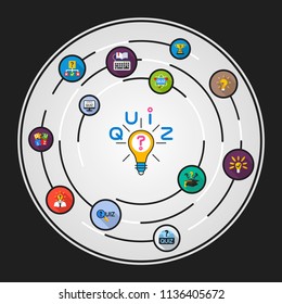 Quiz flat icons concept. Vector illustration. Element template for design.