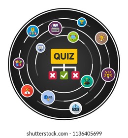 Quiz flat icons concept. Vector illustration. Element template for design.