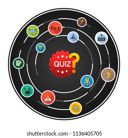Quiz flat icons concept. Vector illustration. Element template for design.