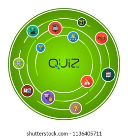 Quiz flat icons concept. Vector illustration. Element template for design.
