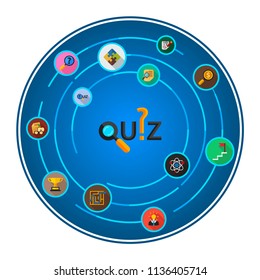 Quiz flat icons concept. Vector illustration. Element template for design.