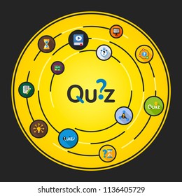 Quiz flat icons concept. Vector illustration. Element template for design.