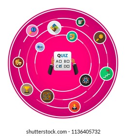 Quiz flat icons concept. Vector illustration. Element template for design.