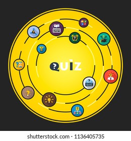 Quiz flat icons concept. Vector illustration. Element template for design.