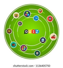 Quiz flat icons concept. Vector illustration. Element template for design.